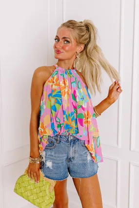 Aloha Attire Pleated Floral Top