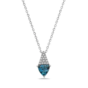 Contemporary Style London Blue Topaz and Diamond Pendant