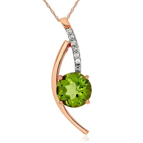 Contemporary Style Peridot and Diamond Pendant