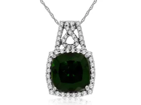 Cushion Shaped Russalite and Diamond Halo Pendant