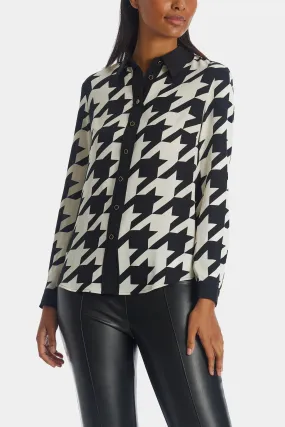 Houndstooth Button Up Blouse