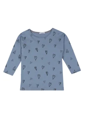 POP LS HEARTS AOP Faded Denim